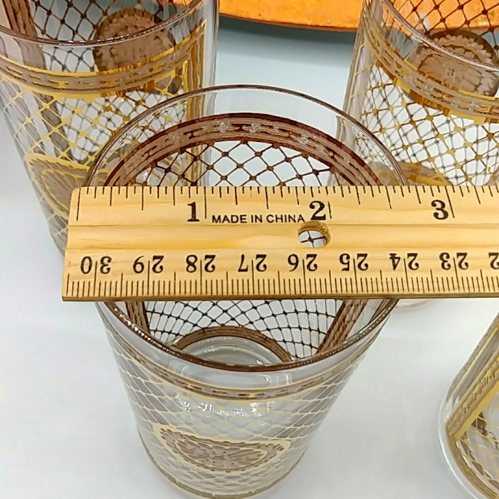🏵️2x HP! 22K Gold Embossed Capri Glassware of California Highball glass 1946. - Picture 9 of 9